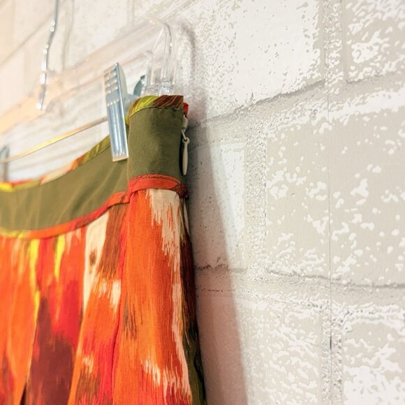 Talbots‎ Silk Blend Skirt 8 Midi Abstract Pleated Artsy Boho Statement Prairie - Picture 6 of 11